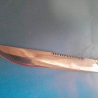 Голям ловен нож от биволски рог с бронз, снимка 2 - Ножове - 38390874