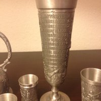 Старинни немски калаени предмети кана чаши чаша серия "Lindenwirthin", снимка 8 - Колекции - 44280240