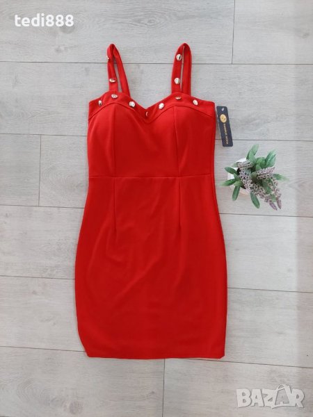 Червена рокля с презрамки, снимка 1