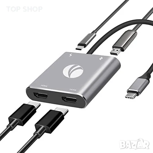 Нов USB C към двоен HDMI адаптер Хъб лаптоп MacBook Pro/Air iPad Pro, снимка 1