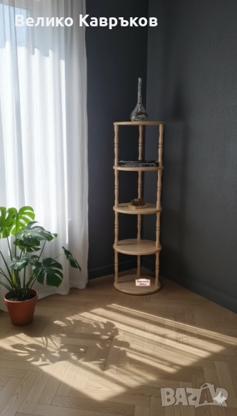 Кръгла етажерка от масив., снимка 1