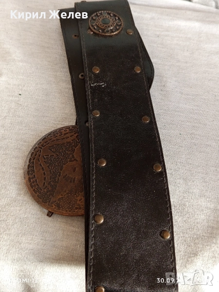 Дамски кожен колан с голяма красива катарама тока стилен дизайн 26578, снимка 1