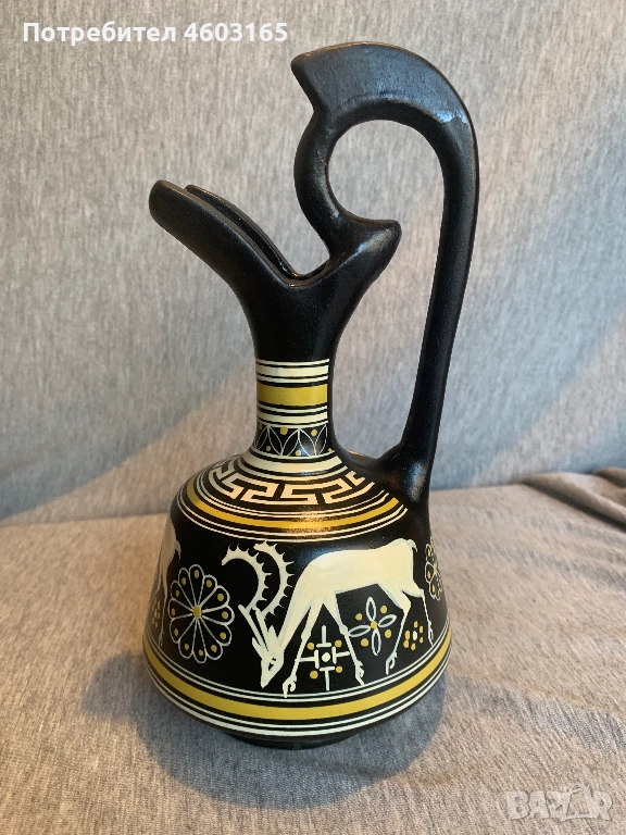   ръчно рисувана глинена стомна, снимка 1