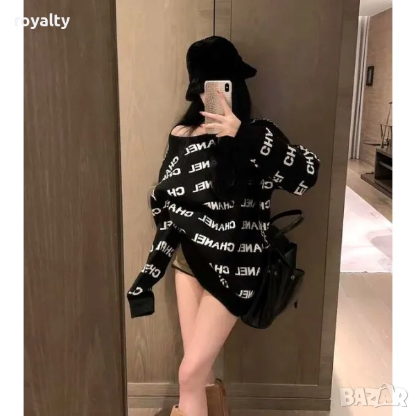 Черен блузон Ch🅰️nel / свободен модел с кръгло деколте, снимка 1