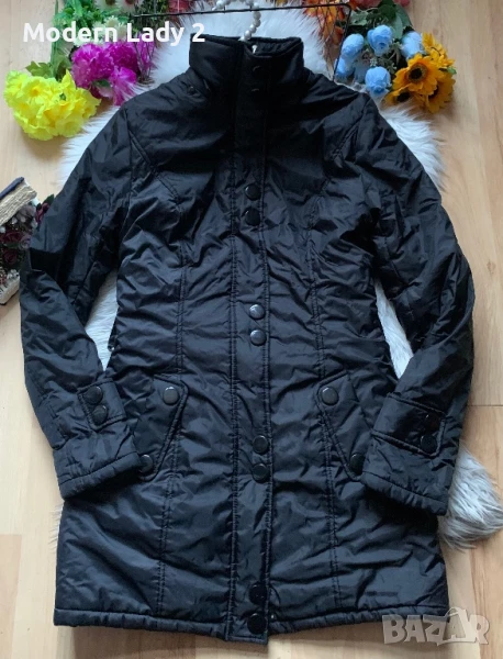 Дълго черно зимно яке, снимка 1