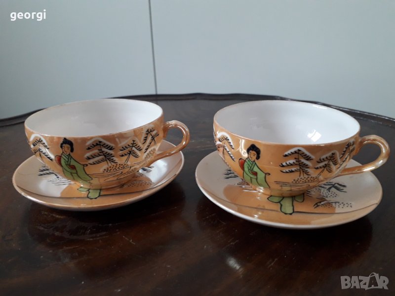Две чаши за кафе с чинийки от фин китайски порцелан , снимка 1