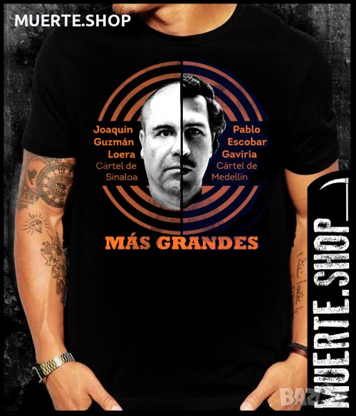 Черна тениска с щампа NARCOS MAS GRANDES, снимка 1