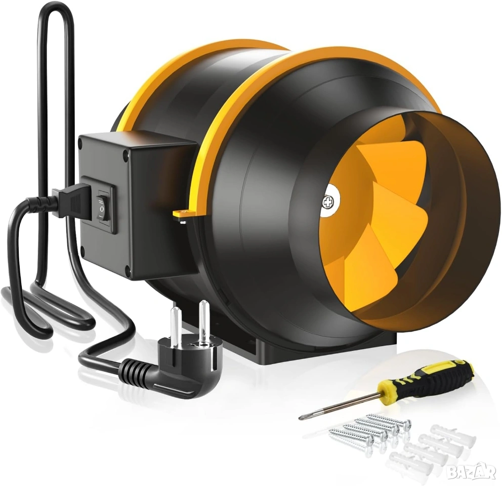 Ф100, Ф125, Ф150 Канален/ тръбен вентилатор, двускоростен с до 530 м³/ч, снимка 1