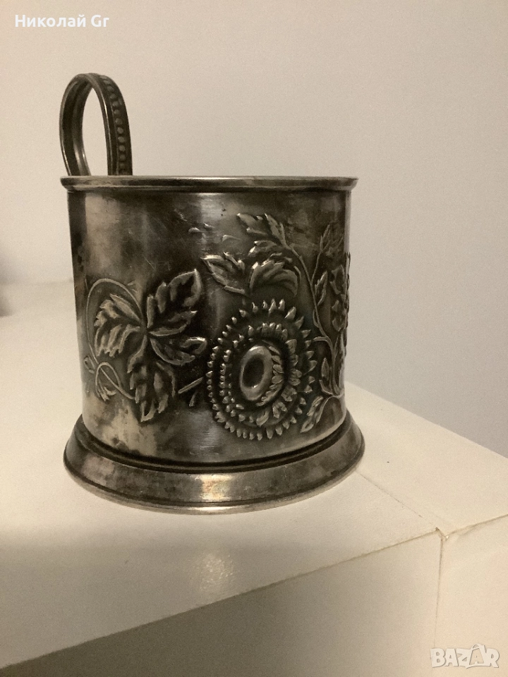 Поставка за чаши посребрен 1970 години  производство СССР , снимка 1