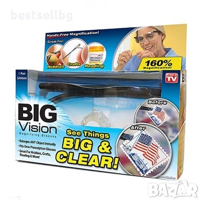 Увелителна лупа за глава очила BIG VISION 160% за четене шиене плетене, снимка 1
