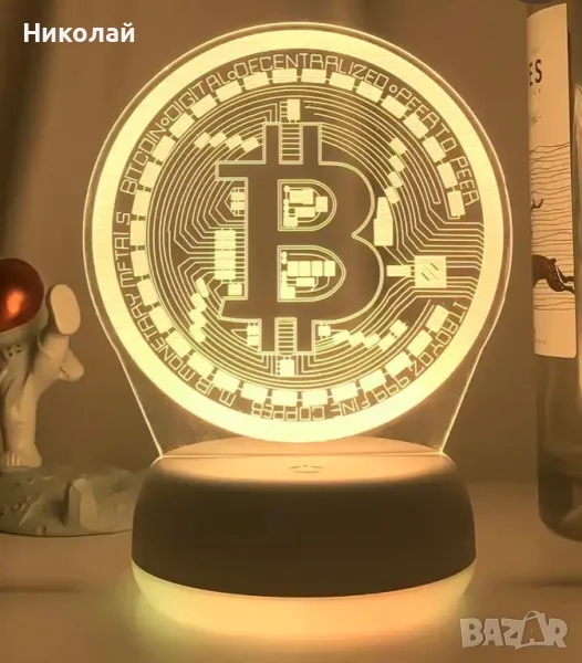 Лед лампа Биткойн в 16 разцветки, снимка 1