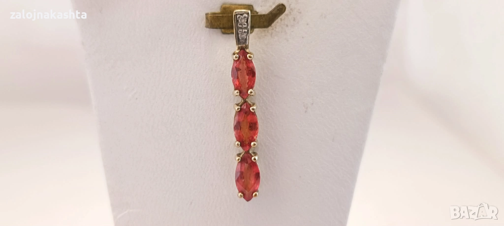 Нова Златна висулка с гранат-1,12гр/14кр, снимка 1