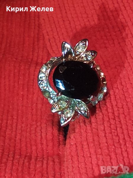 ПРЕКРАСЕН ФЛОРАЛЕН АР НУВО ПОСРЕБРЕН ПРЪСТЕН с ЮВЕЛИРНО ФАСЕТИРАН ГОЛЯМ МАРКАЗИТ и ЦИРКОНЧЕТА 70571, снимка 1