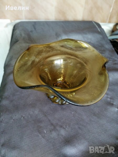стара стъклена купа,бонбониера арт деко, снимка 1