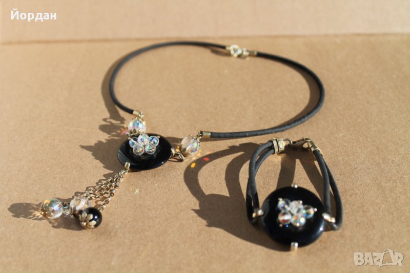 Сет Дамско колие и гривна сребро и камъни, снимка 1