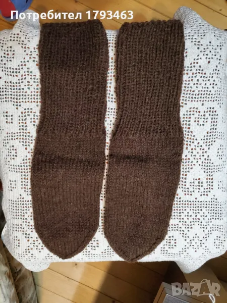 Ръчно  плетени  мъжки  чорапи  от  вълна,  размер  45, снимка 1
