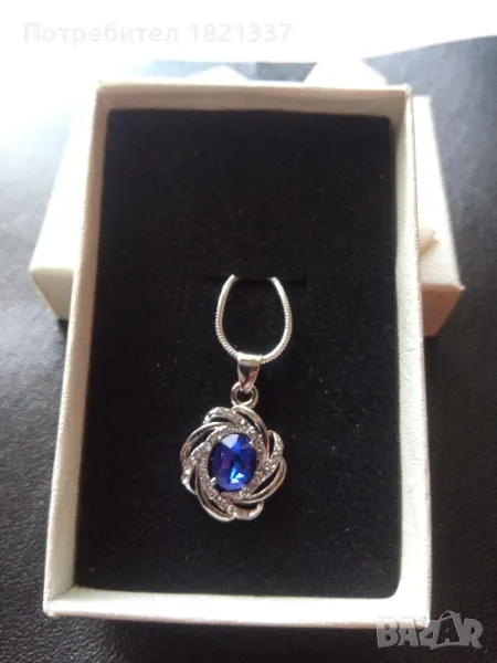 Сребърно колие с кристали , снимка 1