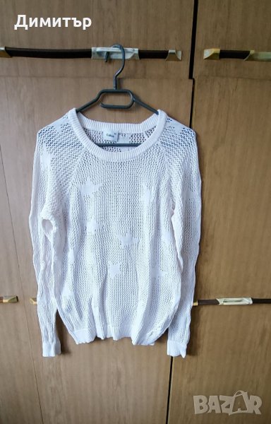 Дамски бял пуловер/блузи на звездички, снимка 1