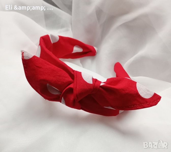 Червена диадема на големи бели точки , снимка 1