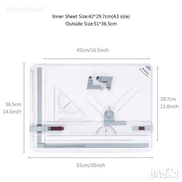 Дъска за рисуване Preciva, DIN A3, маса с аксесоари 51 х 36,5 см НОВА, снимка 1