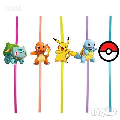 10 бр Pokemon Покемон Пикачу  парти сламки рожден ден топери, снимка 1