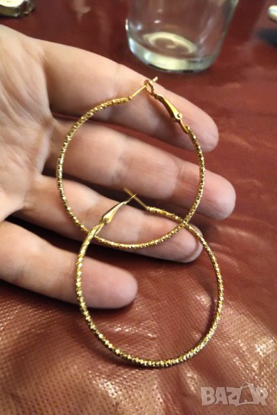 намалени Сребърни позлатени обеци , снимка 1