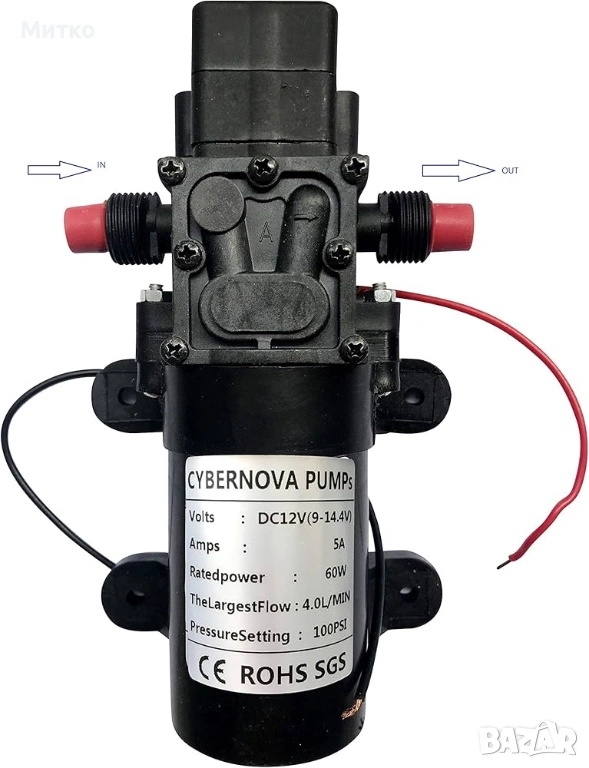 CYBERNOVA DC12V 100 PSI 4.0L / m Помпа (вграден пресостат) Високо налягане Вода под високо налягане , снимка 1