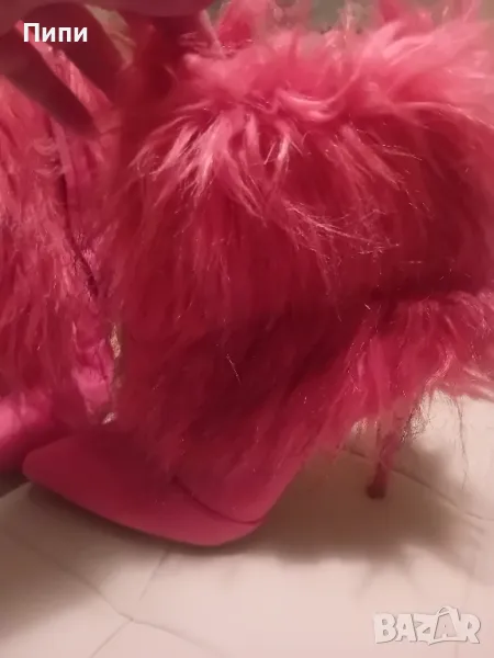 Розови боти велур и пух , снимка 1