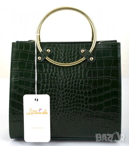 Дамска масленозелена кожена чанта марка Lattemiele , снимка 1 - Чанти - 37114762