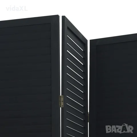 vidaXL Разделител за стая, 3 панела, черен, дърво пауловния масив, снимка 6 - Паравани - 56147335