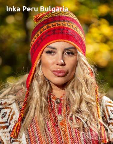 Автентична двулицева перуанска шапка Chullo различни цветове, снимка 12 - Шапки - 40190376