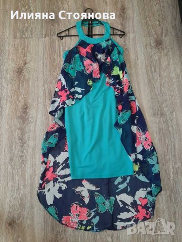 Феерична рокля пеперуда тюркоазен цвят , снимка 2 - Рокли - 29851712