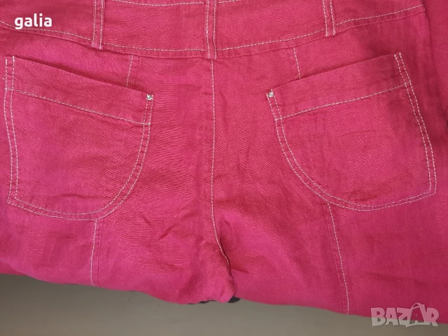 Тъмночервен ленен панталон , снимка 8 - Панталони - 51129858