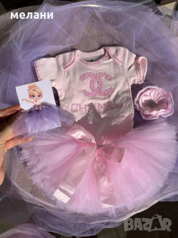 ИЗРАБОТВАМ бебешко розова пола пачка /туту/– за рожден ден или фотосесия-ПО ПОРЪЧКА, снимка 11 - Бебешки рокли - 51342515