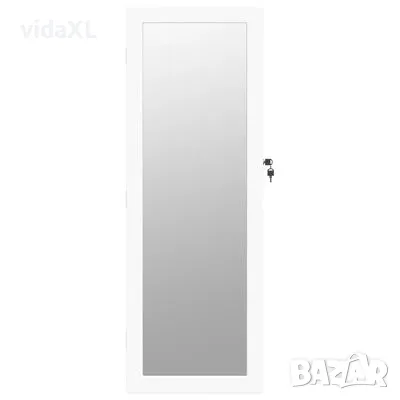 vidaXL Огледален шкаф за бижута с LED осветление, стенен монтаж, бял(SKU:353235), снимка 4 - Огледала - 48851425