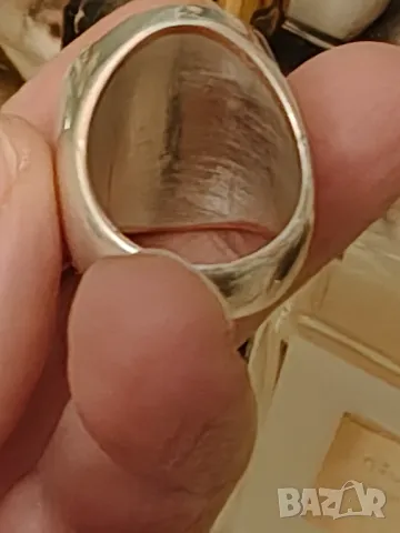 Масивен сребърен пръстен с естествен нефрит, снимка 8 - Пръстени - 47992943