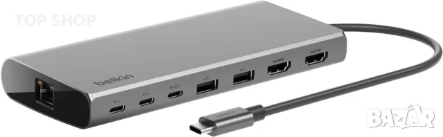 Belkin USB-C 8 в 1 хъб,2 USB-C, 2 USB-A, 2 HDMI, Ethernet и 100 W порт