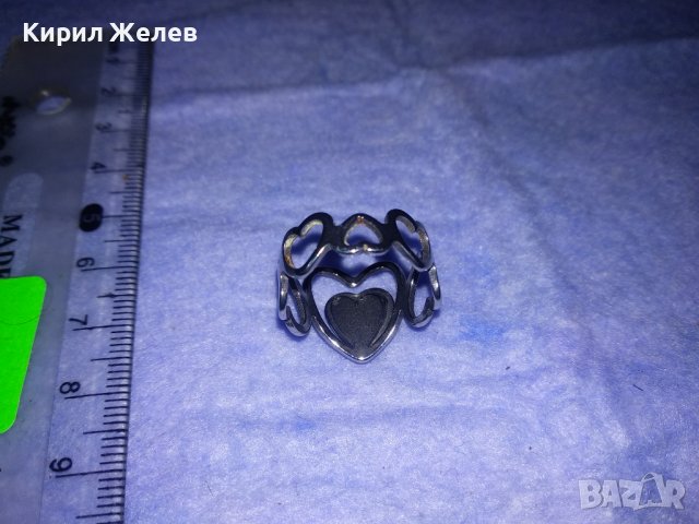 СТИЛЕН АЖУРЕН РОМАНТИЧЕН ФЕШЪН АРТ ПРЪСТЕН със СЪРЧИЦА - БЛАГОРОДНА НЕРЪЖДАЕМА СТОМАНА 37000, снимка 6 - Пръстени - 39709349