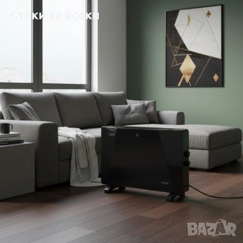 Конвекторен отоплител Rosberg – 2500W, 3 степени, защита от прегряване (бял или черен), снимка 2 - Отоплителни печки - 53238440