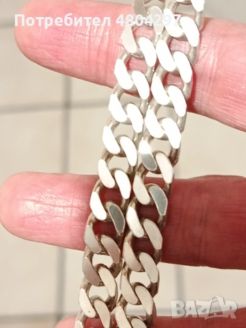 Сребърен синджир тип панцер, снимка 3 - Колиета, медальони, синджири - 54272584