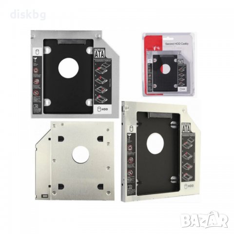 Нова кутия за втори хард диск 2.5” HDD/SSD 12.7mm, Caddy за лаптоп, SATA III, снимка 4 - Части за лаптопи - 38764360