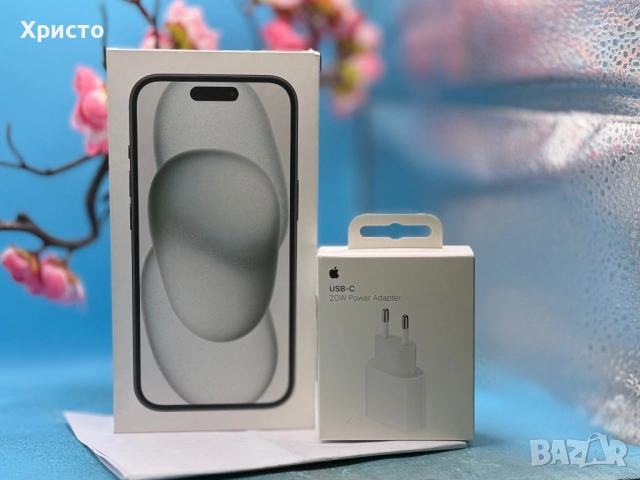 НОВ!!! Apple iPhone 15, 128GB, 5G, Black + подарък адаптер Apple 