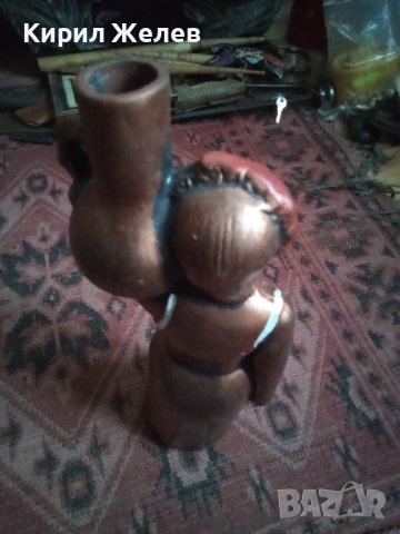 Бутилка стара керамична фигурална  ръчно рисувана етно тематика 43745, снимка 14 - Колекции - 44449158
