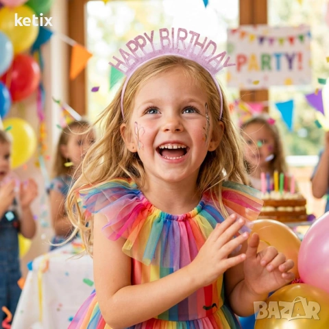 Комплект от 9 топера за торта и диадема за рожден ден, снимка 3 - Други - 54109432