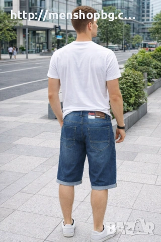 Стилни мъжки дънкови бермуди