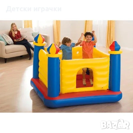 Детски надуваем батут Замък INTEX 175x175x135см, Jump-O-Lene, къща  