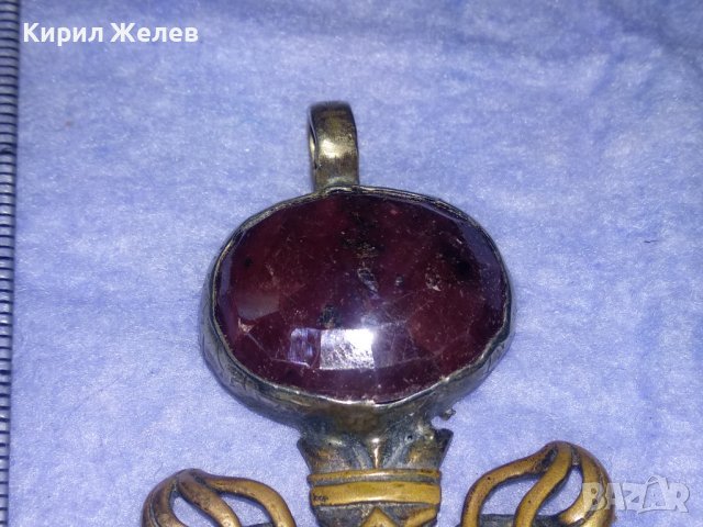 ГОЛЯМ БРОНЗОВ НЕО БАРОК ВИНТИДЖ АРТ ПЕНДАНТ МЕЧ с ПЕЧАТ 925 и ЮВЕЛИРНО ФАСЕТИРАН ЧЕРВЕН КАМЪК 34435, снимка 14 - Антикварни и старинни предмети - 39677167