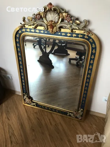 Луксозно огледало естествено дърво с дърворезба