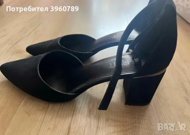 Черни дамски токчета, 37 номер, снимка 2 - Дамски обувки на ток - 50164176