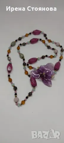 Колие с естествен цвят на орхидея , снимка 17 - Колиета, медальони, синджири - 50176243